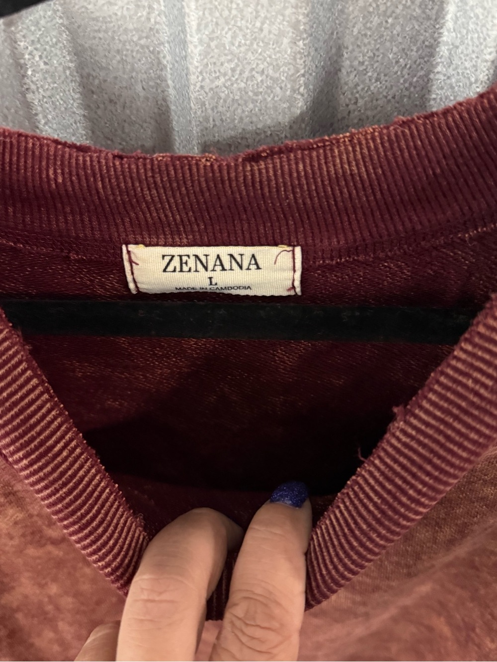 Zenana Outfitters Washed Rust-Red Crewneck Sweatshirt - Picture 2 of 3